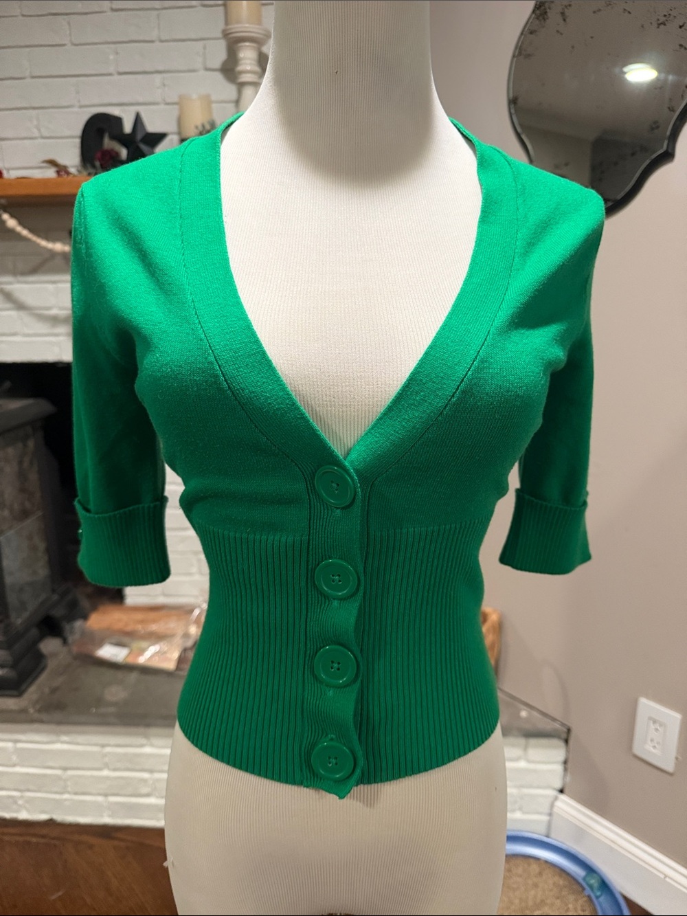Take Out Button Up Short Sleeve Sweater | Size M